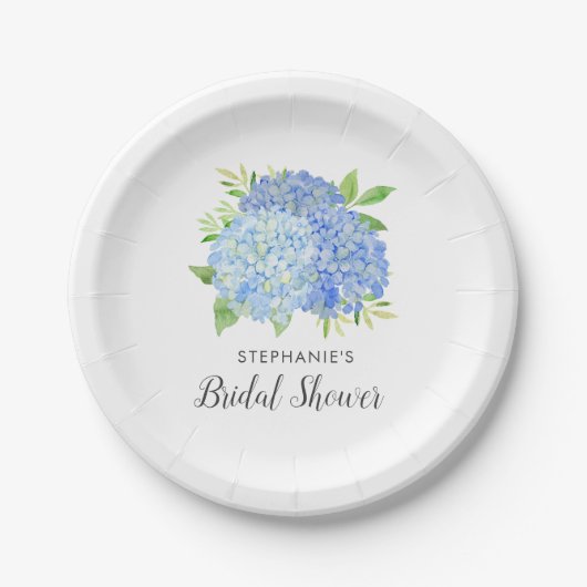 Blue Hydrangea Bouquet Brautparty Pappteller (Vorderseite)