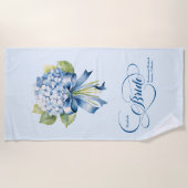 Blue Hydrangea Bouquet Bride Bachelorette Strandtuch (Vorderseite)