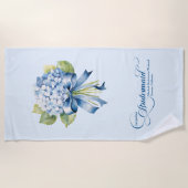 Blue Hydrangea Bouquet Bridesmaid Bachelorette Strandtuch (Vorderseite)