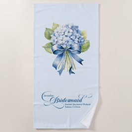 Blue Hydrangea Bouquet Bridesmaid Bachelorette Strandtuch