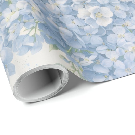 Blue Hydrangea Bouquet Gift Wrap Geschenkpapier (Rolleneckpunkt)