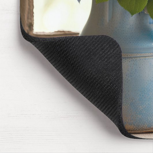 Blue Hydrangea Bouquet in Window Mousepad (Ecke)