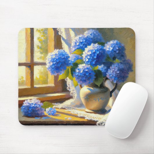 Blue Hydrangea Bouquet Mousepad (Mit Mouse)