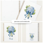 Blue Hydrangea Bouquet Personalisiert Bridesmaid Notizblock