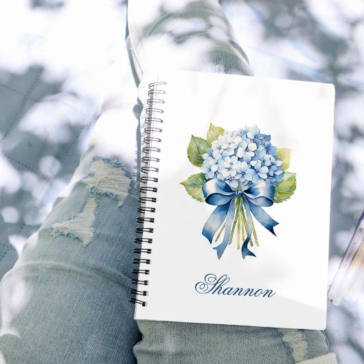 Blue Hydrangea Bouquet Personalisiert Bridesmaid Notizblock