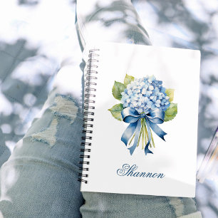 Blue Hydrangea Bouquet Personalisiert Bridesmaid Notizblock