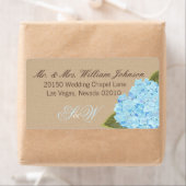 Blue Hydrangea Bouquet Wedding Label (Insitu)
