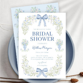 Blue Hydrangea Bow Bridal Shower Invitation Einladung