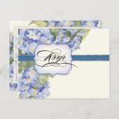 Blue Hydrangea Bracket florale feierliche Hochzeit Einladungspostkarte (Vorne/Hinten)