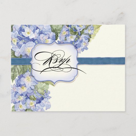 Blue Hydrangea Bracket florale feierliche Hochzeit Einladungspostkarte (Vorderseite)
