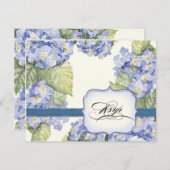 Blue Hydrangea Bracket florale feierliche Hochzeit RSVP Karte (Vorne/Hinten)