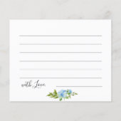 Blue Hydrangea Brautparty Date Night Idea Card Flyer (Hinten)