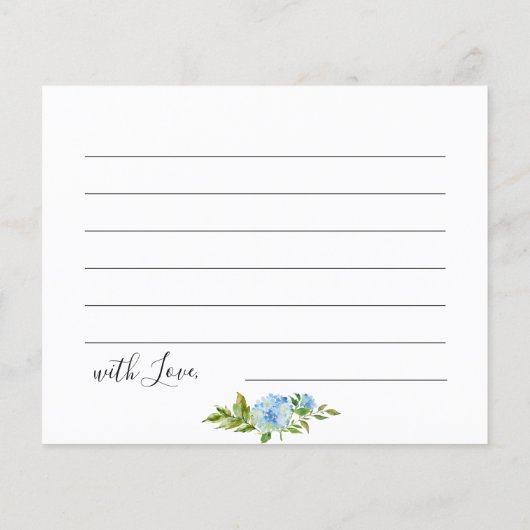 Blue Hydrangea Brautparty Date Night Idea Card Flyer (Hinten)