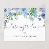 Blue Hydrangea Brautparty Date Night Idea Card Flyer (Vorne)