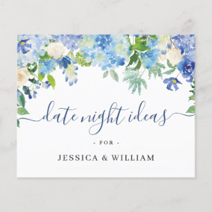 Blue Hydrangea Brautparty Date Night Idea Card Flyer