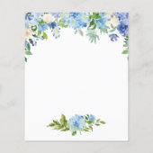 Blue Hydrangea Brautparty Date Night Idea Card Flyer (Hinten)