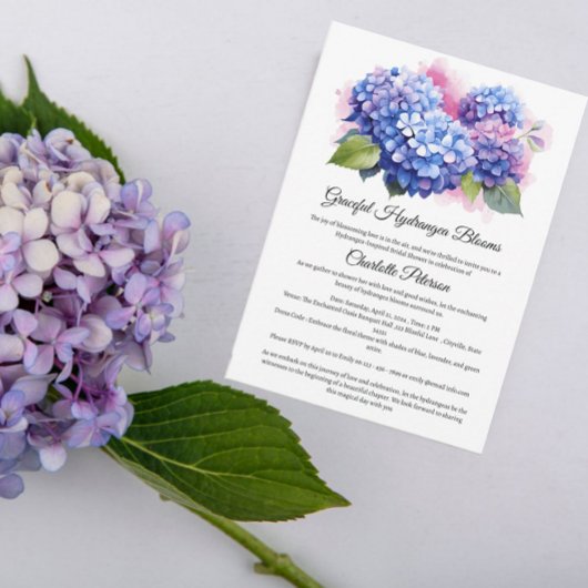 Blue Hydrangea Brautparty Einladung