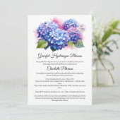 Blue Hydrangea Brautparty Einladung (Stehend Vorderseite)