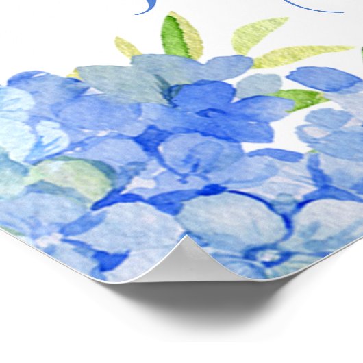 Blue Hydrangea Brautparty Foto Prop Poster (Ecke)