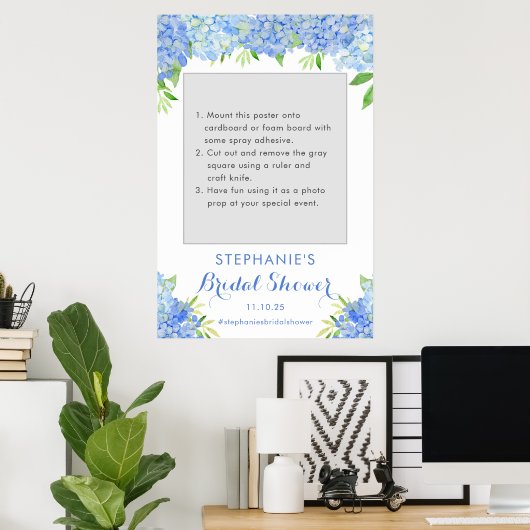 Blue Hydrangea Brautparty Foto Prop Poster (Heimbüro)