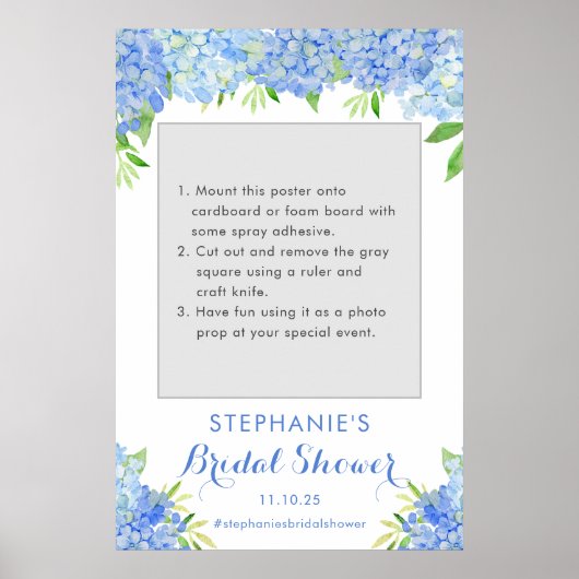 Blue Hydrangea Brautparty Foto Prop Poster (Vorne)
