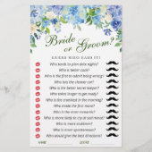 Blue Hydrangea Brautparty Game (Vorderseite)