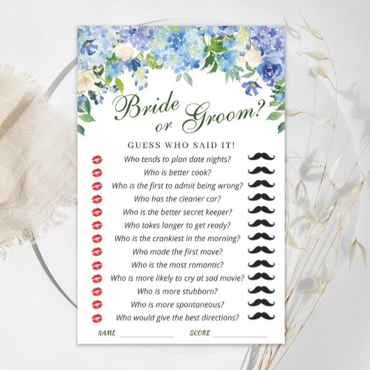 Blue Hydrangea Brautparty Game