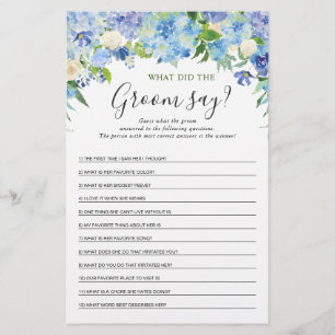Blue Hydrangea Brautparty Game