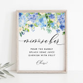 Blue Hydrangea Brautparty Mimosa Bar Poster