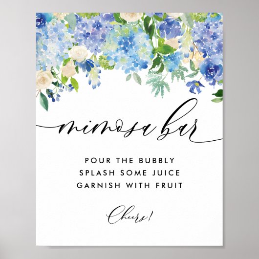 Blue Hydrangea Brautparty Mimosa Bar Poster (Vorne)