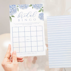 Blue Hydrangea Brautparty Paper Bingo Game Card Flyer