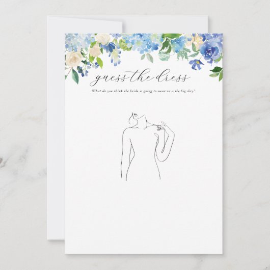 Blue Hydrangea Brautparty schätzt das Dress Game Einladung (Vorderseite)