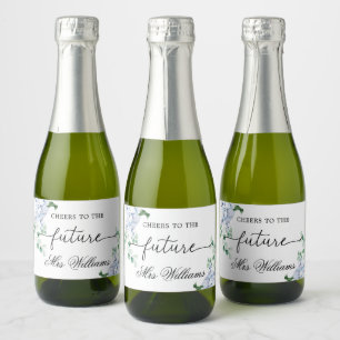Blue Hydrangea Brautparty Sparkling Weinkultur und Schaumweinetikett