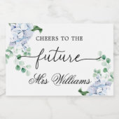 Blue Hydrangea Brautparty Sparkling Weinkultur und Schaumweinetikett (Einzelnes Label)