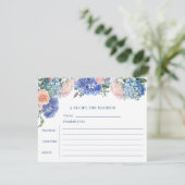 Blue Hydrangea Brautparty Tee Rezept Karte (Stehend Vorderseite)