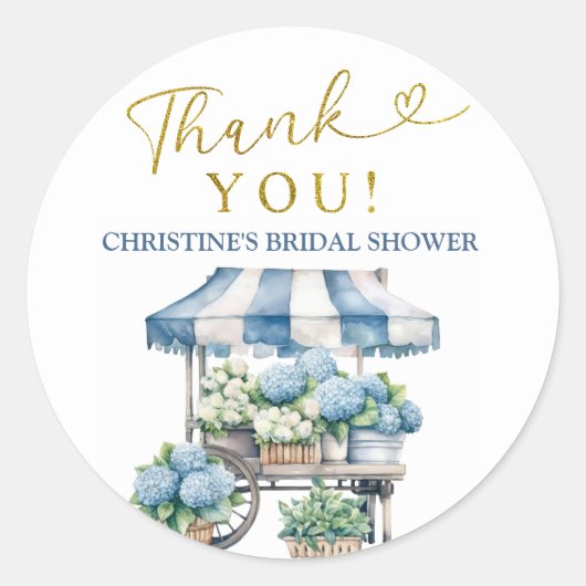 Blue Hydrangea Brautparty Vielen Dank Sticker (Vorderseite)