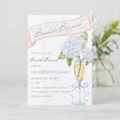 Blue Hydrangea Bridal Brunch Brautparty Einladung (Stehend Vorderseite)
