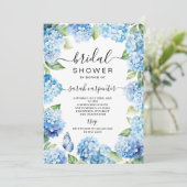 Blue Hydrangea Bridal Dusche Einladung (Stehend Vorderseite)