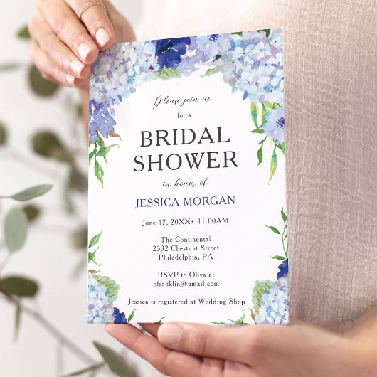 Blue Hydrangea Bridal Dusche Einladungskarte Einladung