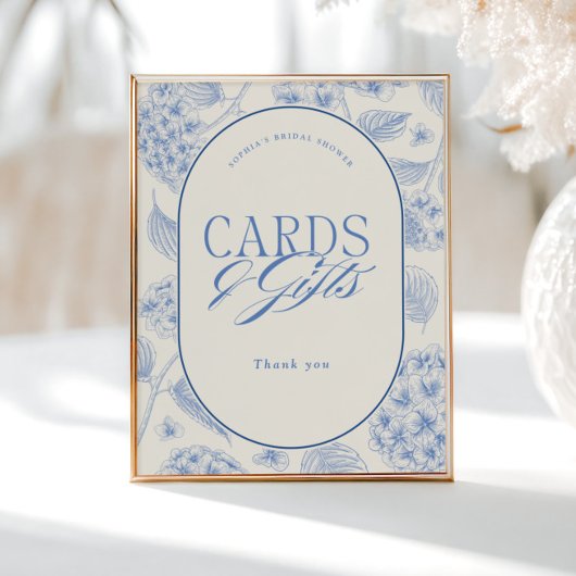 Blue Hydrangea Bridal Shower Cards Gifts Poster
