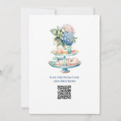 Blue Hydrangea Bridal Shower Tea Party QR code Einladung (Rückseite)