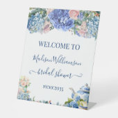 Blue Hydrangea Bridal Shower Tea Welcome  Sockelschild (Vorderseite)
