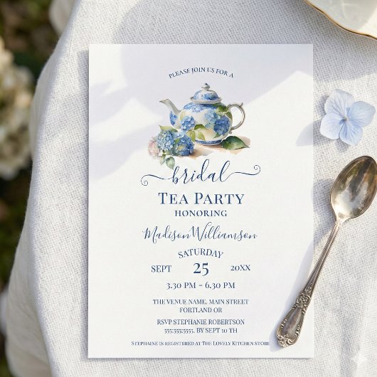 Blue Hydrangea Bridal Tea Party Einladung