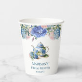 Blue Hydrangea Bridal Tea Party Pappbecher (Rückseite)
