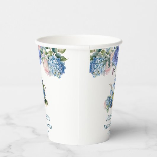 Blue Hydrangea Bridal Tea Party Pappbecher (Rechts)