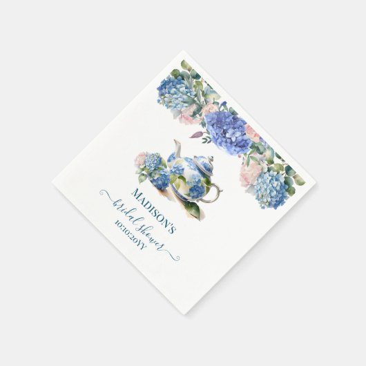 Blue Hydrangea Bridal Tea Party Serviette (Ecke)