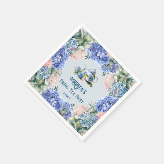 Blue Hydrangea Bridal Tea Party Serviette (Ecke)
