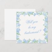Blue Hydrangea Bridesmaid Proposal Card (Vorne/Hinten)