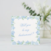 Blue Hydrangea Bridesmaid Proposal Card (Stehend Vorderseite)