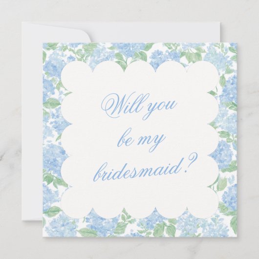 Blue Hydrangea Bridesmaid Proposal Card (Vorderseite)
